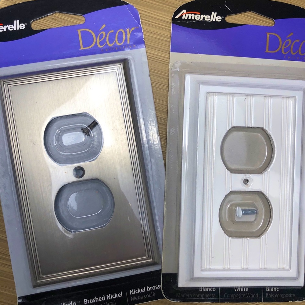 2 NEW 1D switch plate covers wallplate - cottage white, brushed nickel